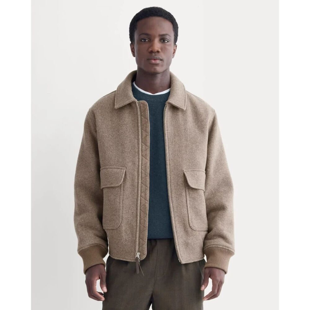 Everlane Rewool Flight Heather Taupe Wool Jacket L